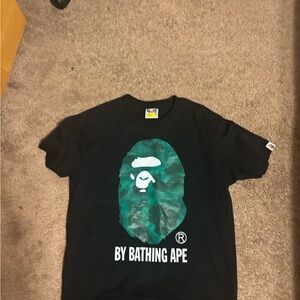 Bape Black Tee with Green Ape Graphic